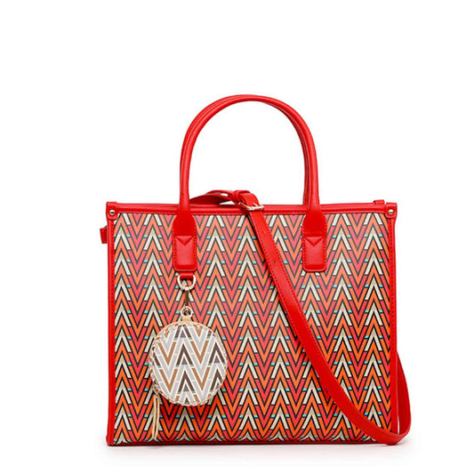 Valentino by Mario Valentino Monogram Handbag - Red/Orange