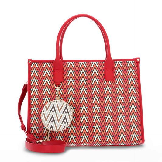 Valentino by Mario Valentino Red Chevron Shopping Bag