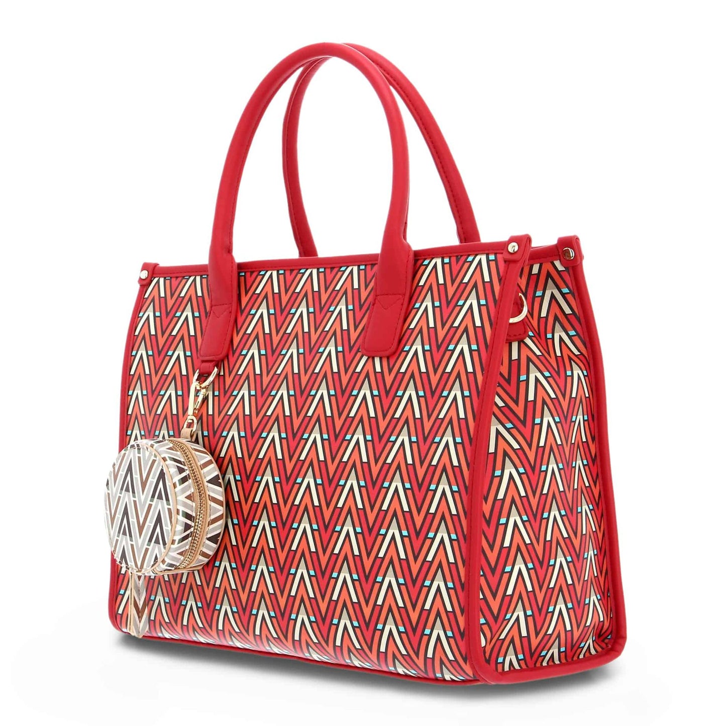 Valentino by Mario Valentino Red Chevron Shopping Bag